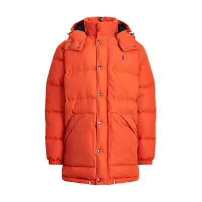 Polo Ralph Lauren SS23 Quilted Hoodie Jacket with Logo Embroidery Orange. 710883852-002