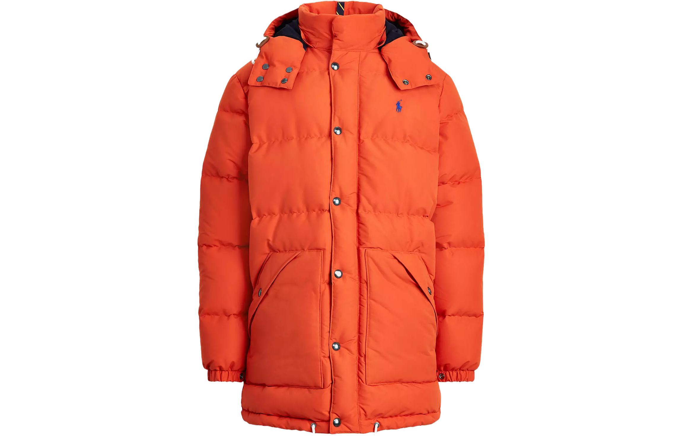 Order Polo Ralph Lauren 2023春夏橙色绗缝连帽外套刺绣标志款式。 710883852-002