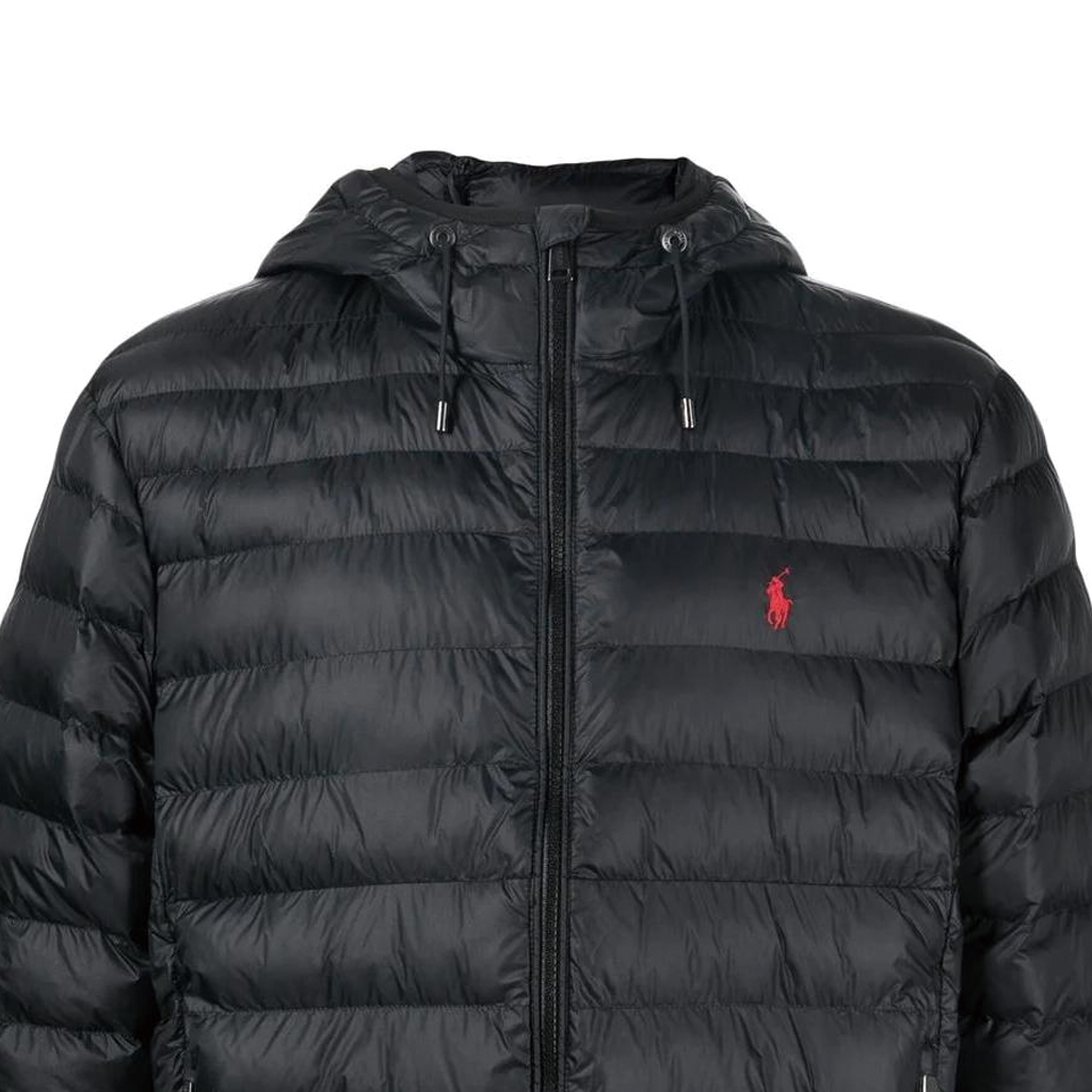 Sizing Polo Ralph Lauren SS23纯黑色拉链连帽外套夹克. 710847E11-003