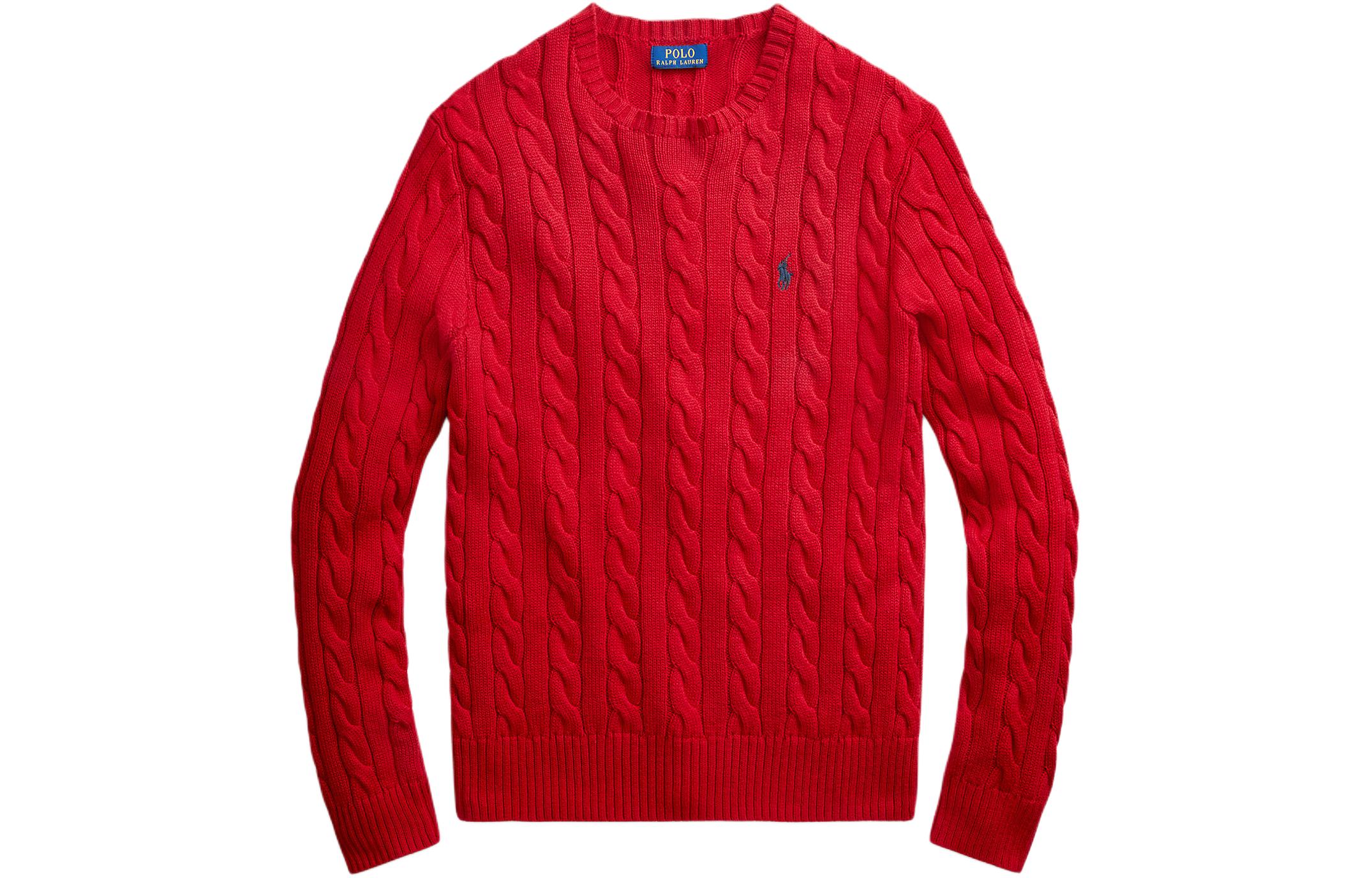 Order Polo Ralph Lauren SS23 Sweater Rajut Kabel Logo Lengan Panjang Solid. 710775885-038