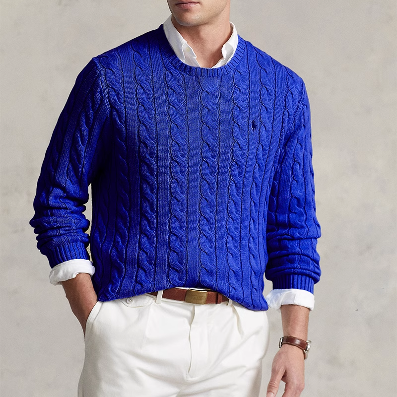 Cheap Polo Ralph Lauren SS23 Sweater Rajut Kabel Logo Lengan Panjang Solid. 710775885-038