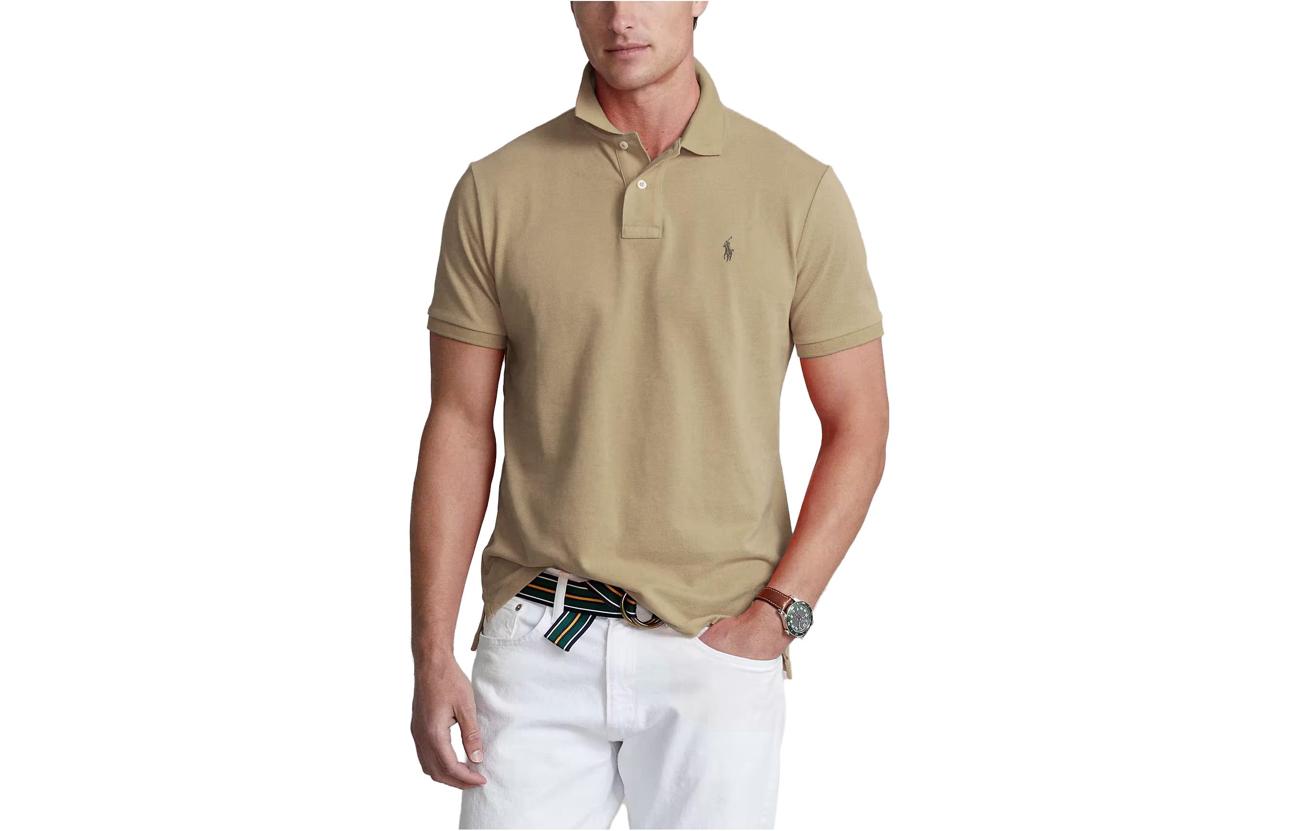 Polo Ralph Lauren SS23  Solid Embroidered Short Sleeve Polo Shirt Khaki 710794276-053