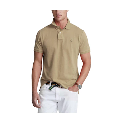 Polo Ralph Lauren SS23 Solid Embroidered Short Sleeve Polo Shirt Khaki 710794276-053