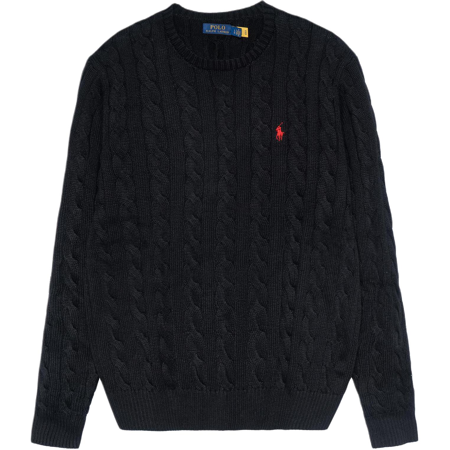 Polo Ralph Lauren SS23  Solid Logo Embroidered Crewneck Sweater Dark Black. 710775885-012
