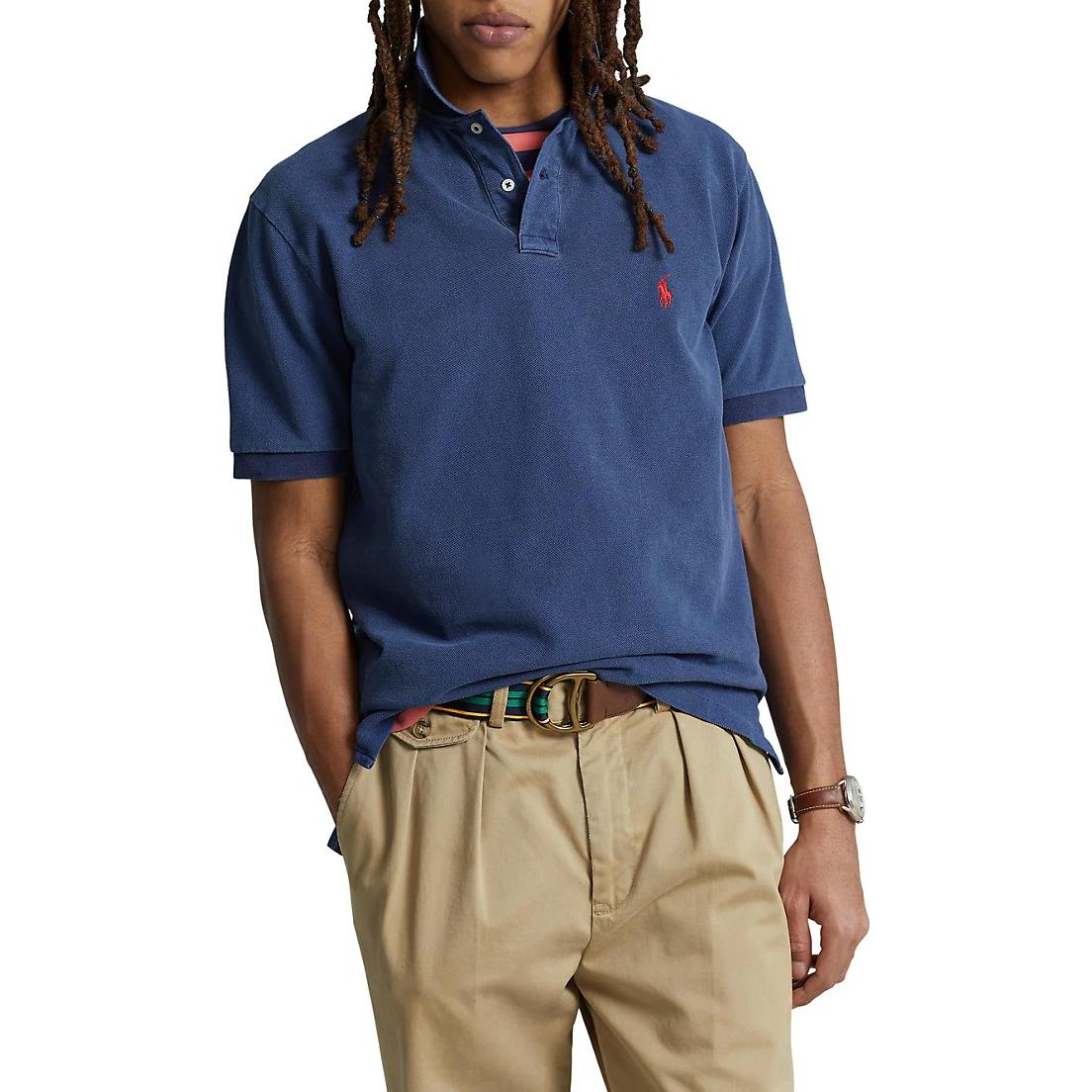 Polo Ralph Lauren SS23  Solid Logo Embroidered Short Sleeve Polo Shirt Blue. 710850860-010 圖 5