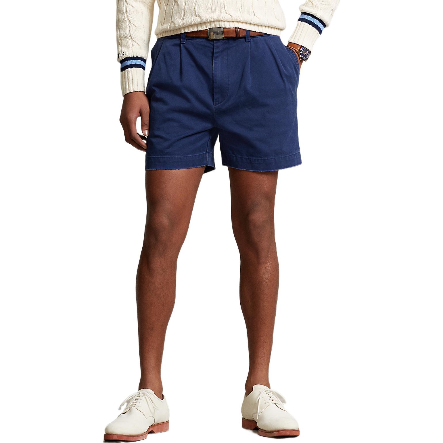 Shop Polo Ralph Lauren SS23 Shorts Sueltos Plisados Azul Naval MNPOSHO14H20012-410