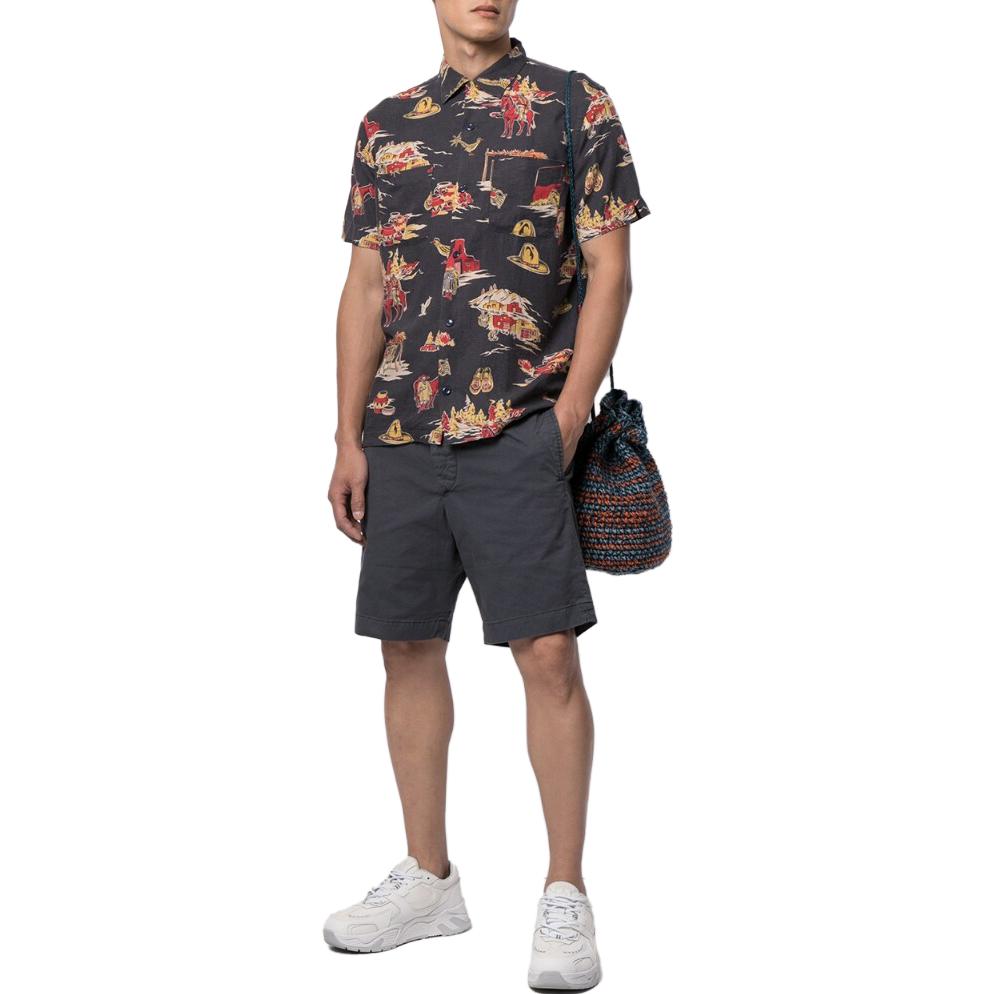 Lookbook Polo Ralph Lauren SS23 深灰色中腰宽松百慕大短裤休闲款式。 782784222-001