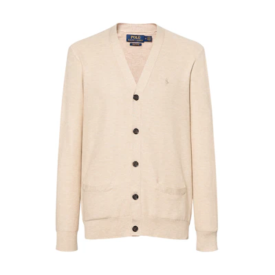 Polo Ralph Lauren SS23 V-Neck Knit Cardigan Beige with Pony Logo Embroidery MNPOSWE16820609-101