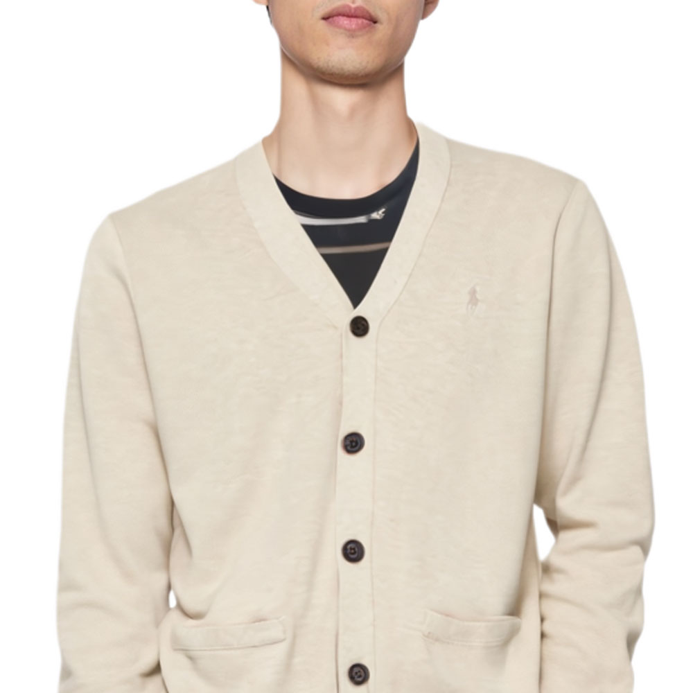 Purchase Polo Ralph Lauren SS23 米色V領針織開衫 小馬刺繡標誌 MNPOSWE16820609-101