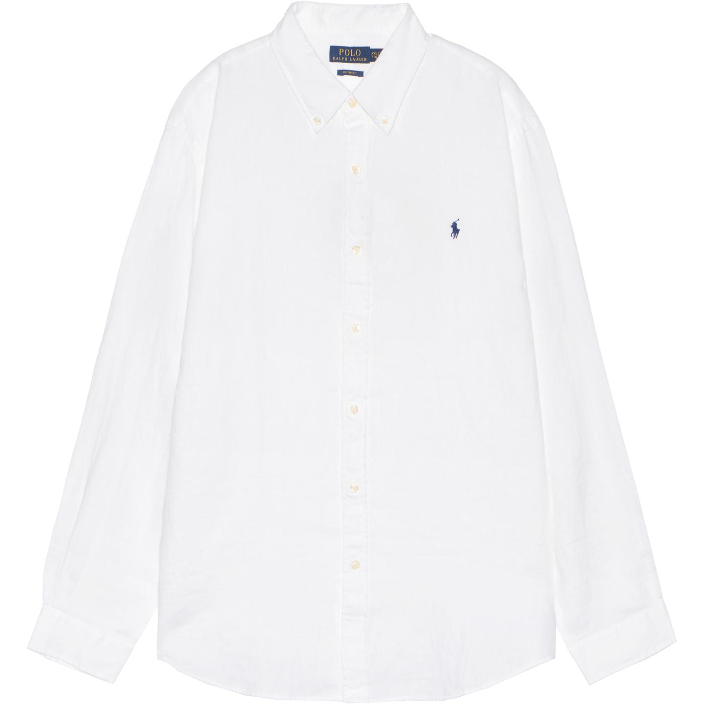 Polo Ralph Lauren SS23  White Linen Shirt with Logo Embroidery 710794141-005