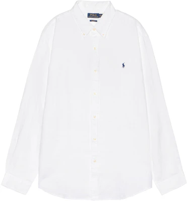 Polo Ralph Lauren SS23 白色亚麻衬衫带刺绣标志 710794141-005 Order Polo Ralph Lauren SS23 白色亚麻衬衫带刺绣标志 710794141-005