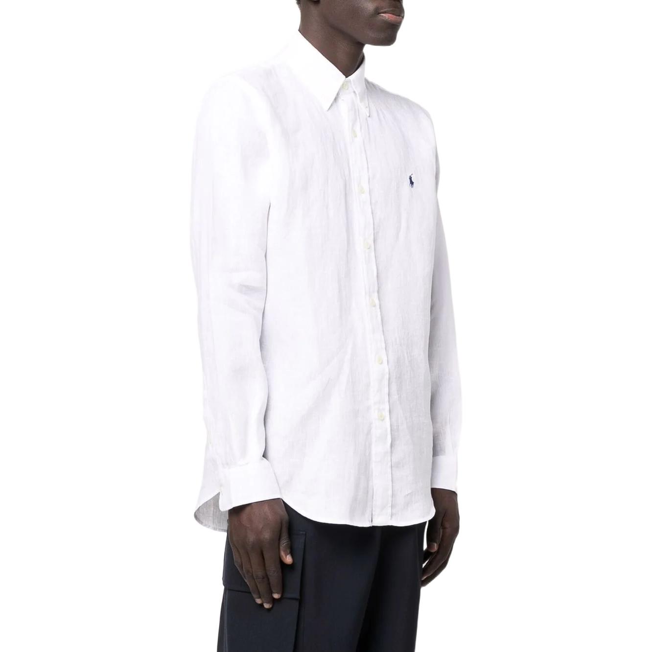 Polo Ralph Lauren SS23  White Linen Shirt with Logo Embroidery 710794141-005 圖 6