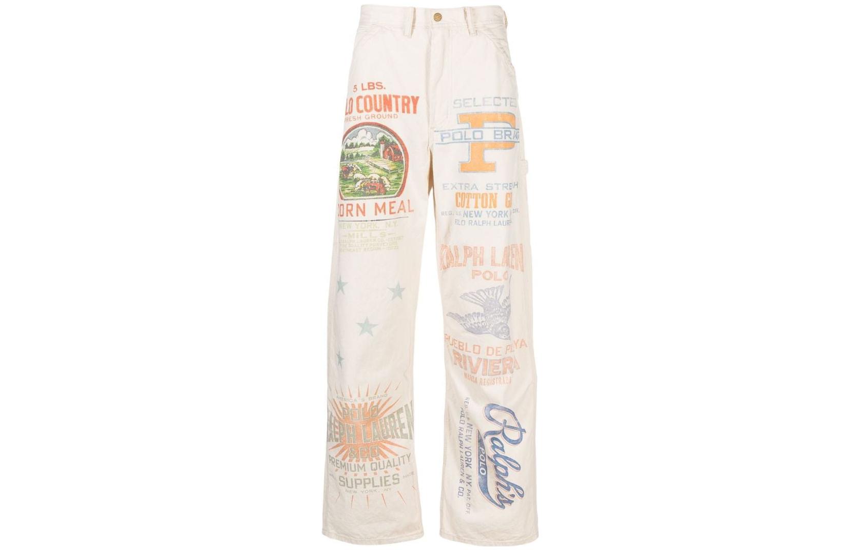 Polo Ralph Lauren SS23  White Logo Printed Straight-Leg Casual Pants. 710900041-001