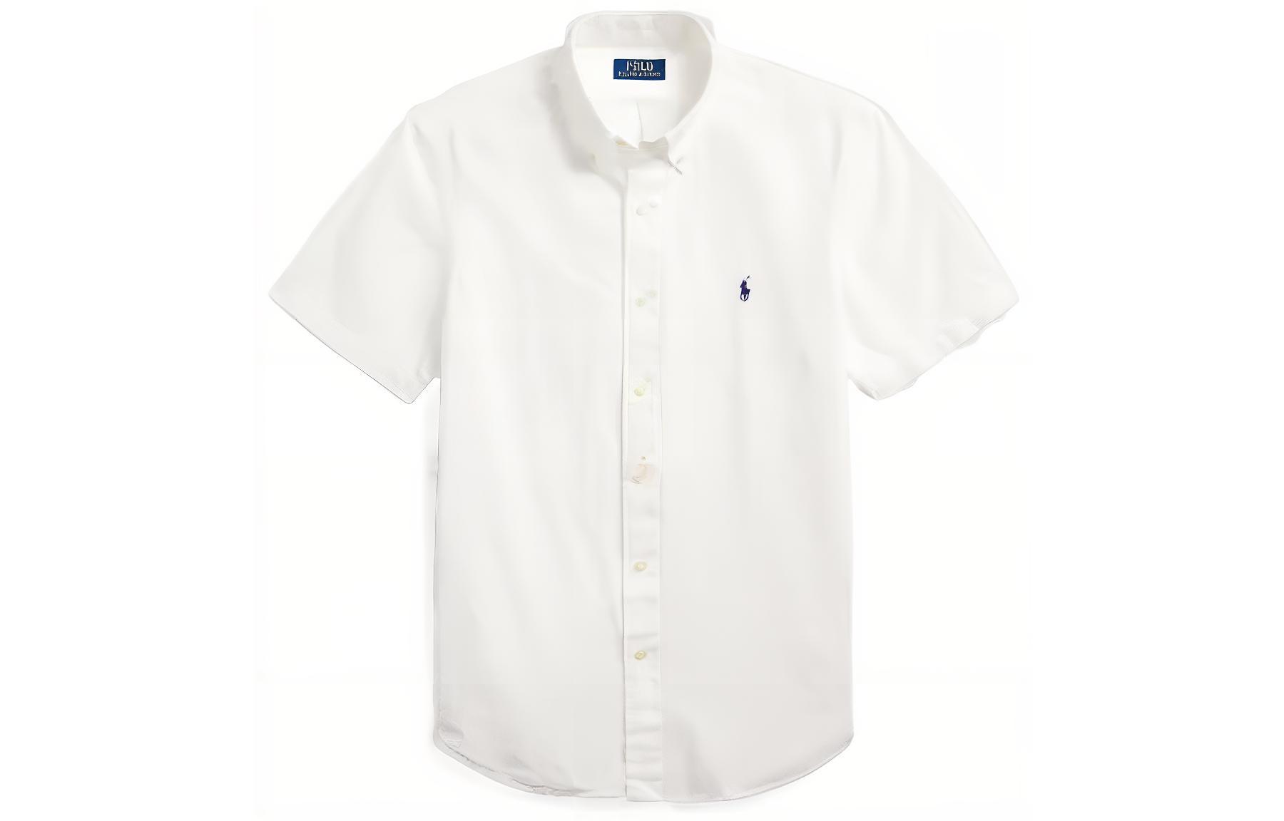Polo Ralph Lauren SS23  White Shirt with Solid Color and Logo Embroidery. MNPOWOV1N820642-100