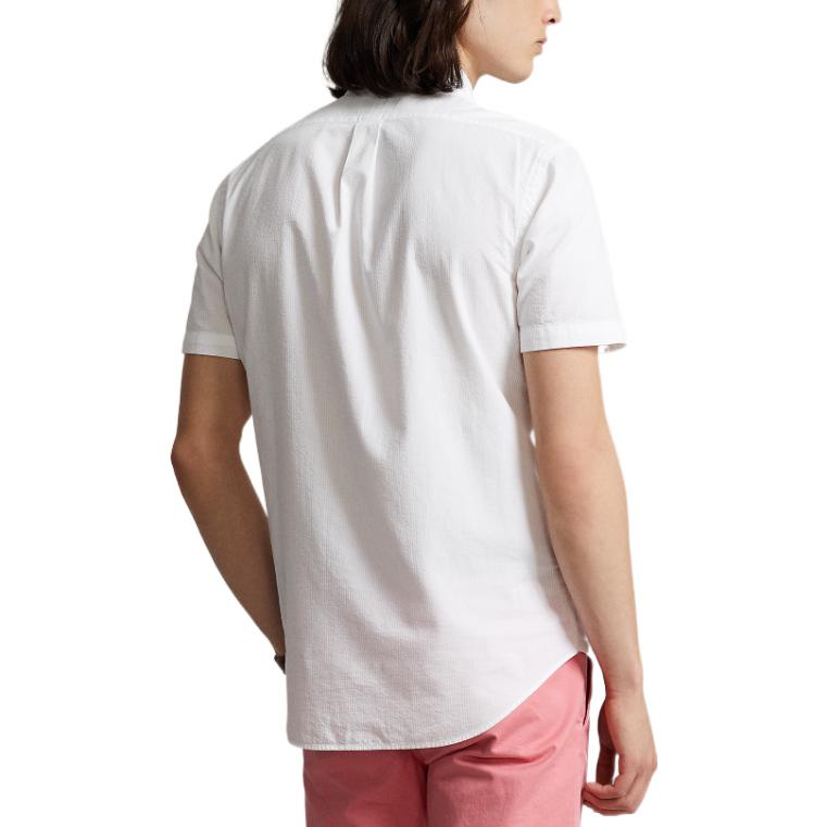 Shop Polo Ralph Lauren SS23  White Shirt with Solid Color and Logo Embroidery. MNPOWOV1N820642-100