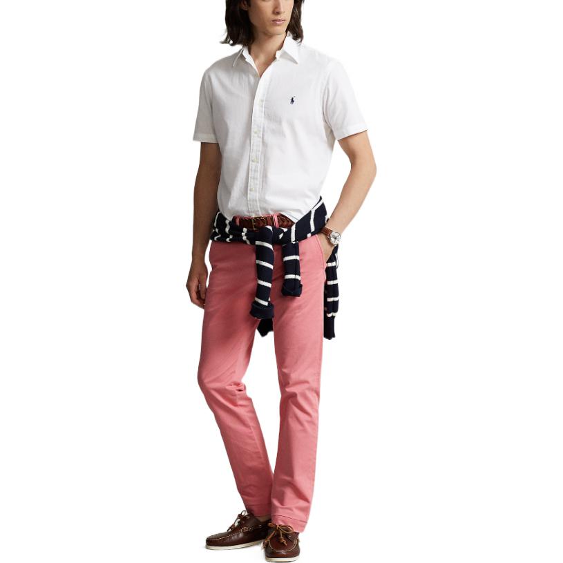 Purchase Polo Ralph Lauren SS23  White Shirt with Solid Color and Logo Embroidery. MNPOWOV1N820642-100