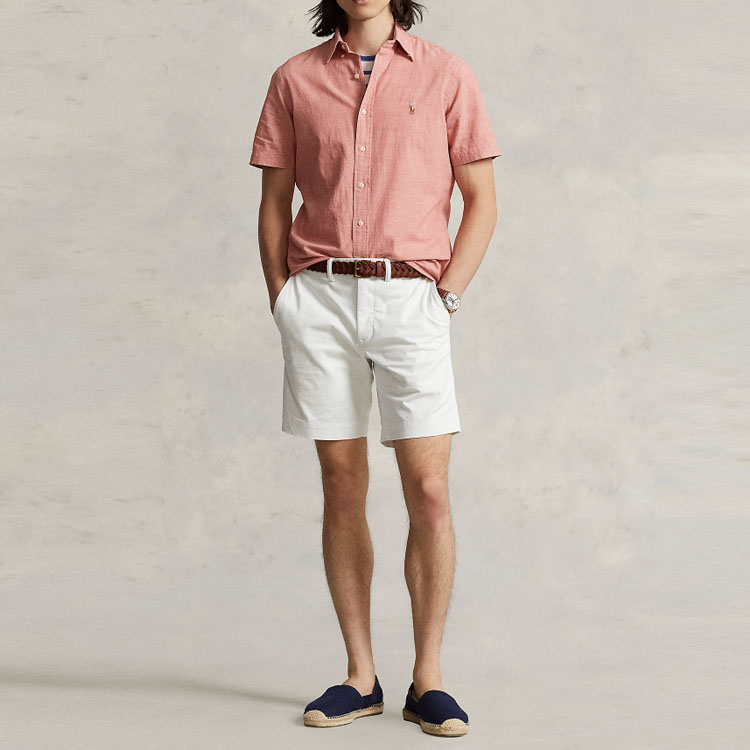 Lookbook Polo Ralph Lauren SS23 白色直筒休閒口袋短褲 MNPOSHO14G20331-100