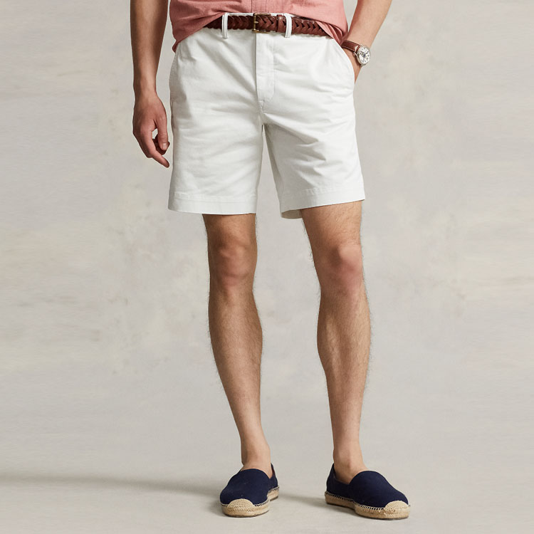 Shop Polo Ralph Lauren SS23 白色直筒休閒口袋短褲 MNPOSHO14G20331-100