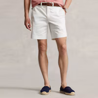 Shop Polo Ralph Lauren SS23 白色直筒休閒口袋短褲 MNPOSHO14G20331-100
