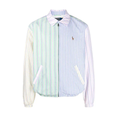 Polo Ralph Lauren SS23 Bayport Striped Embroidered Zip Jacket Men’s Light Blue 710898151001