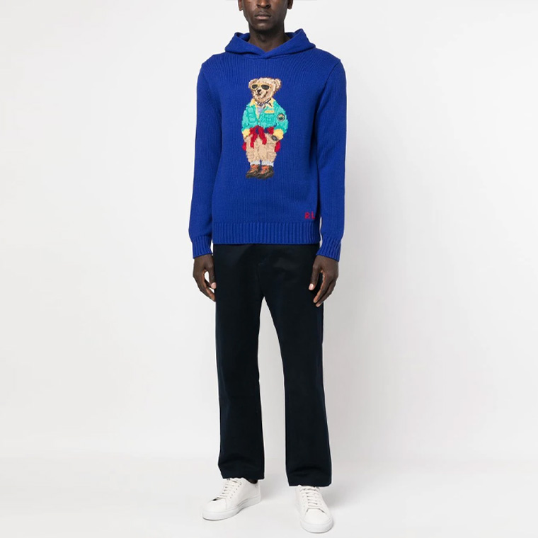 Polo Ralph Lauren SS23 Bear Pattern Knit Hoodie  Blue. 710890568-001 圖 3