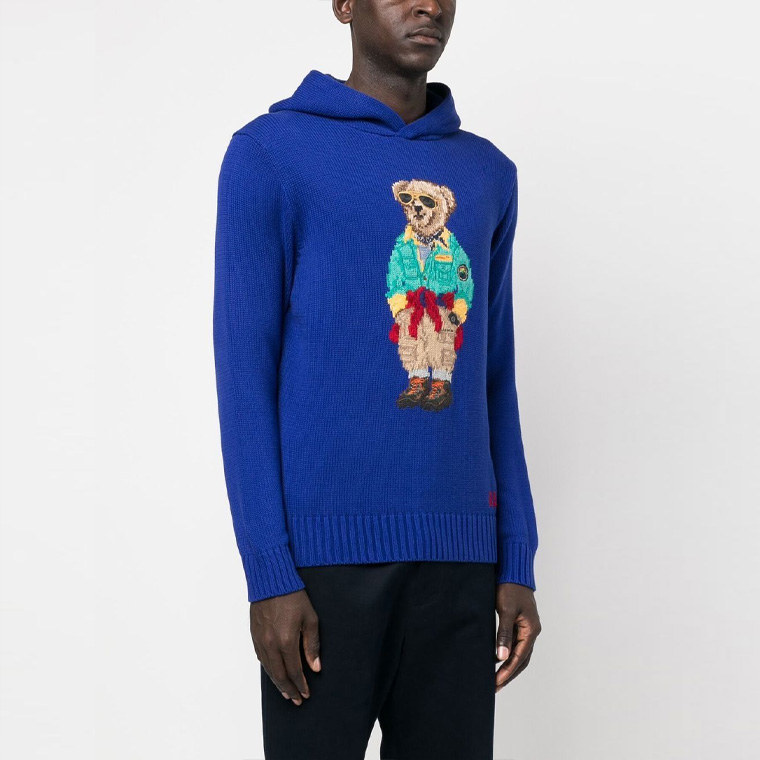 Polo Ralph Lauren SS23 Bear Pattern Knit Hoodie  Blue. 710890568-001 圖 5