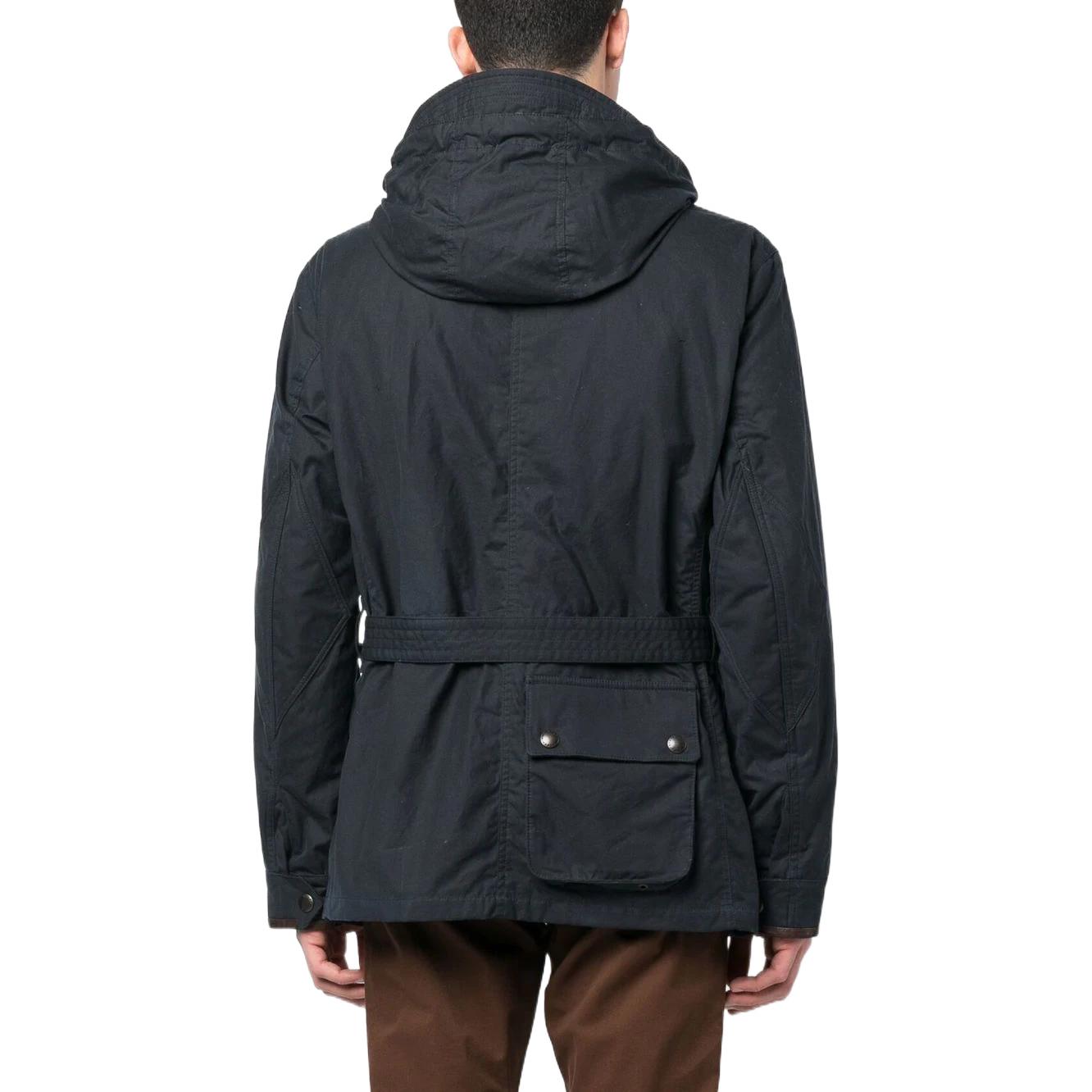 Shop Polo Ralph Lauren SS23 黑色多口袋腰帶連帽外套 710A13250-001