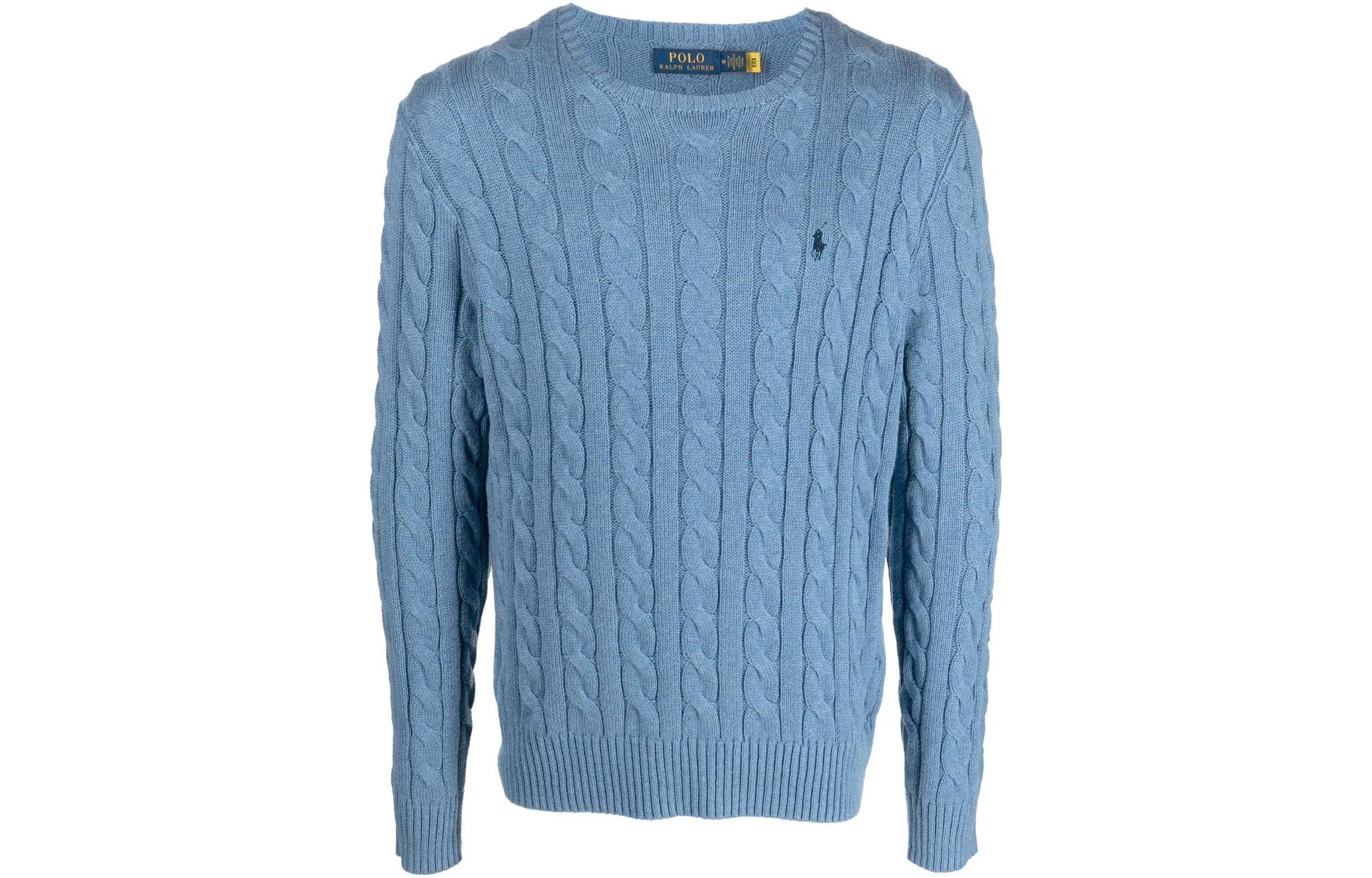 Lookbook Polo Ralph Lauren SS23 标志刺绣款麻花针织圆领毛衣 710775885-004