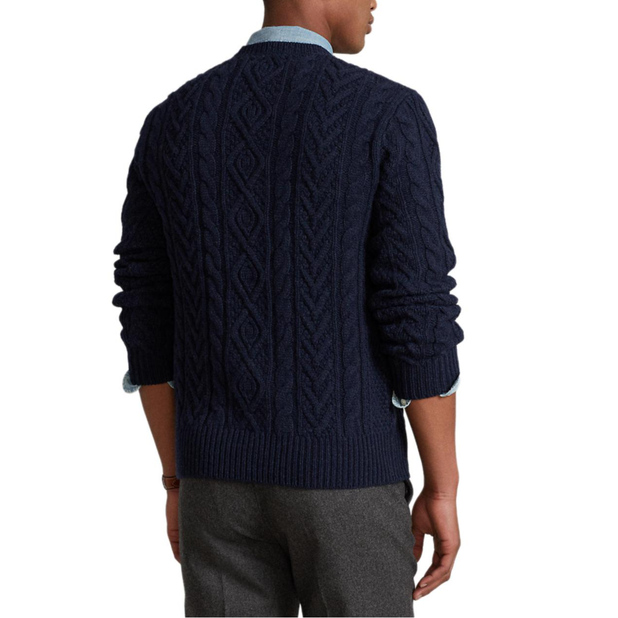 Polo Ralph Lauren SS23 Cable Knit Solid Navy Blue Long Sleeve Sweater Men. 710919988-002 圖 4