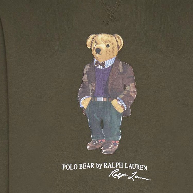 Sizing Polo Ralph Lauren SS23 Sweatshirt Lelaki Coklat Kartun Bear. 710853308-027
