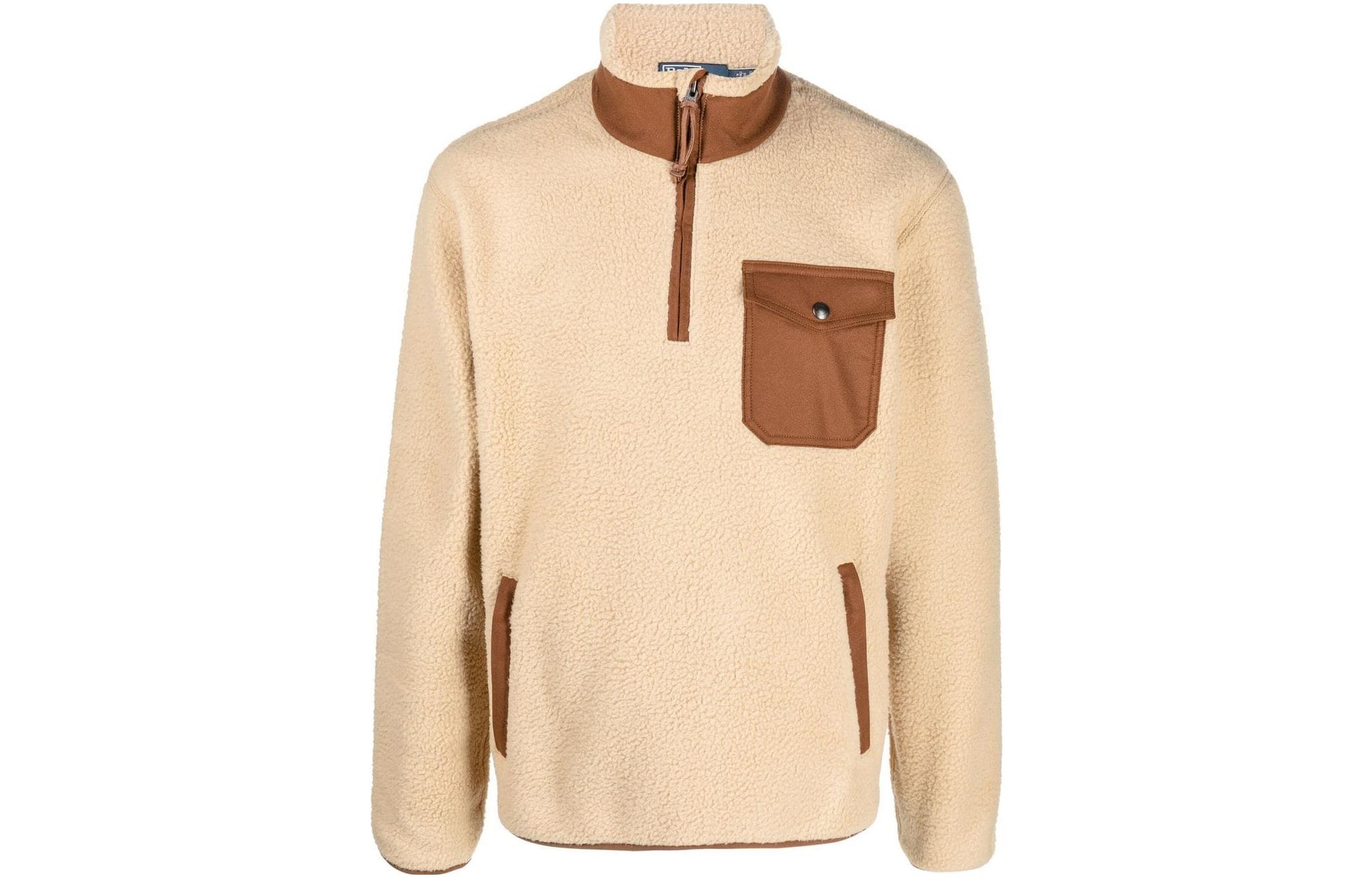 Order Polo Ralph Lauren SS23 拼色半拉鍊高領運動衫 卡其色。 710890867-001