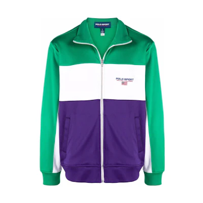 Polo Ralph Lauren SS23 Colorblock Logo Print Green Long Sleeve Jacket Mens 710858459-001