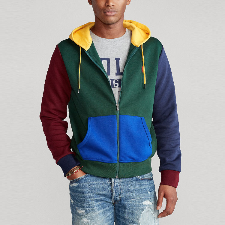 Lookbook 폴로 랄프 로렌 SS23 멀티 컬러블록 집업 스웨트셔츠 남성용 3533-10001-0109-095