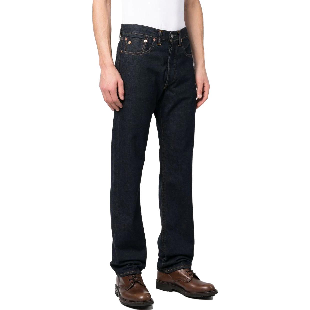 Lookbook Polo Ralph Lauren SS23 Seluar Jeans Patch Jahitan Kontras Biru Gelap. 782504836-001