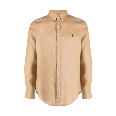 Polo Ralph Lauren SS23 Embroidered Logo Long-Sleeve Shirt Light Brown 710829443-014
