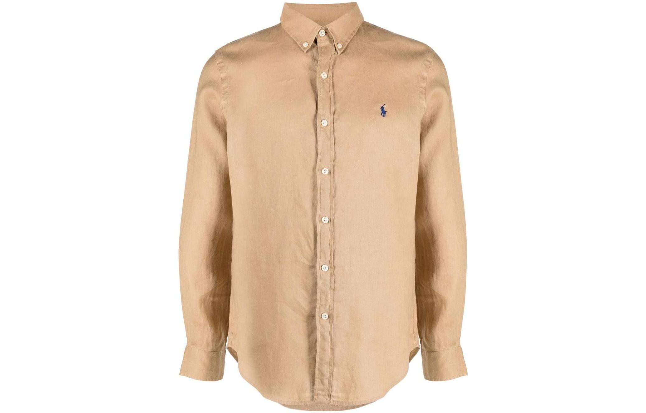 Polo Ralph Lauren SS23 Embroidered Logo  Long-Sleeve Shirt Light Brown 710829443-014 圖 2