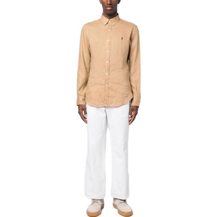 Polo Ralph Lauren SS23 Embroidered Logo  Long-Sleeve Shirt Light Brown 710829443-014 圖 3