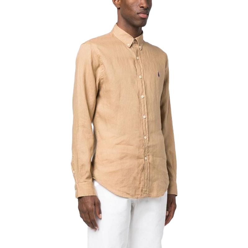 Polo Ralph Lauren SS23 Embroidered Logo  Long-Sleeve Shirt Light Brown 710829443-014 圖 5