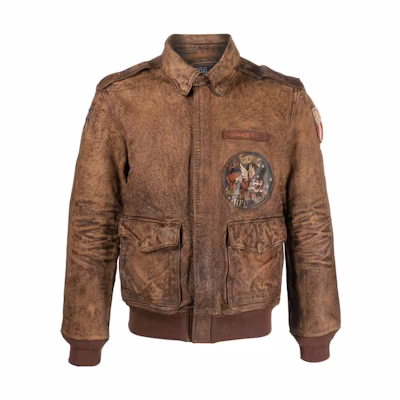 Polo Ralph Lauren SS23 Faded Leather Aviator Jacket Mens Rust Brown. 710901765-001
