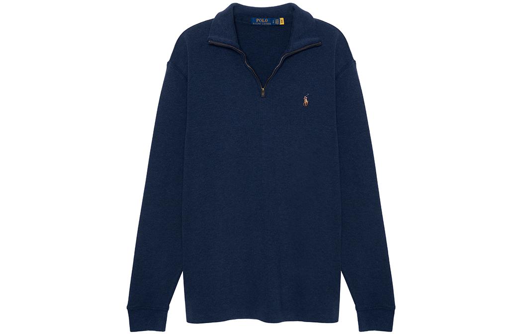 Polo Ralph Lauren SS23 Half-Zip Embroidered Logo Sweatshirt Navy Mens 710857073-016