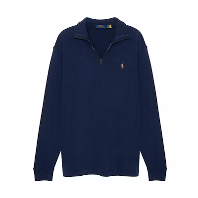 Polo Ralph Lauren SS23 Half-Zip Embroidered Logo Sweatshirt Navy Mens 710857073-016
