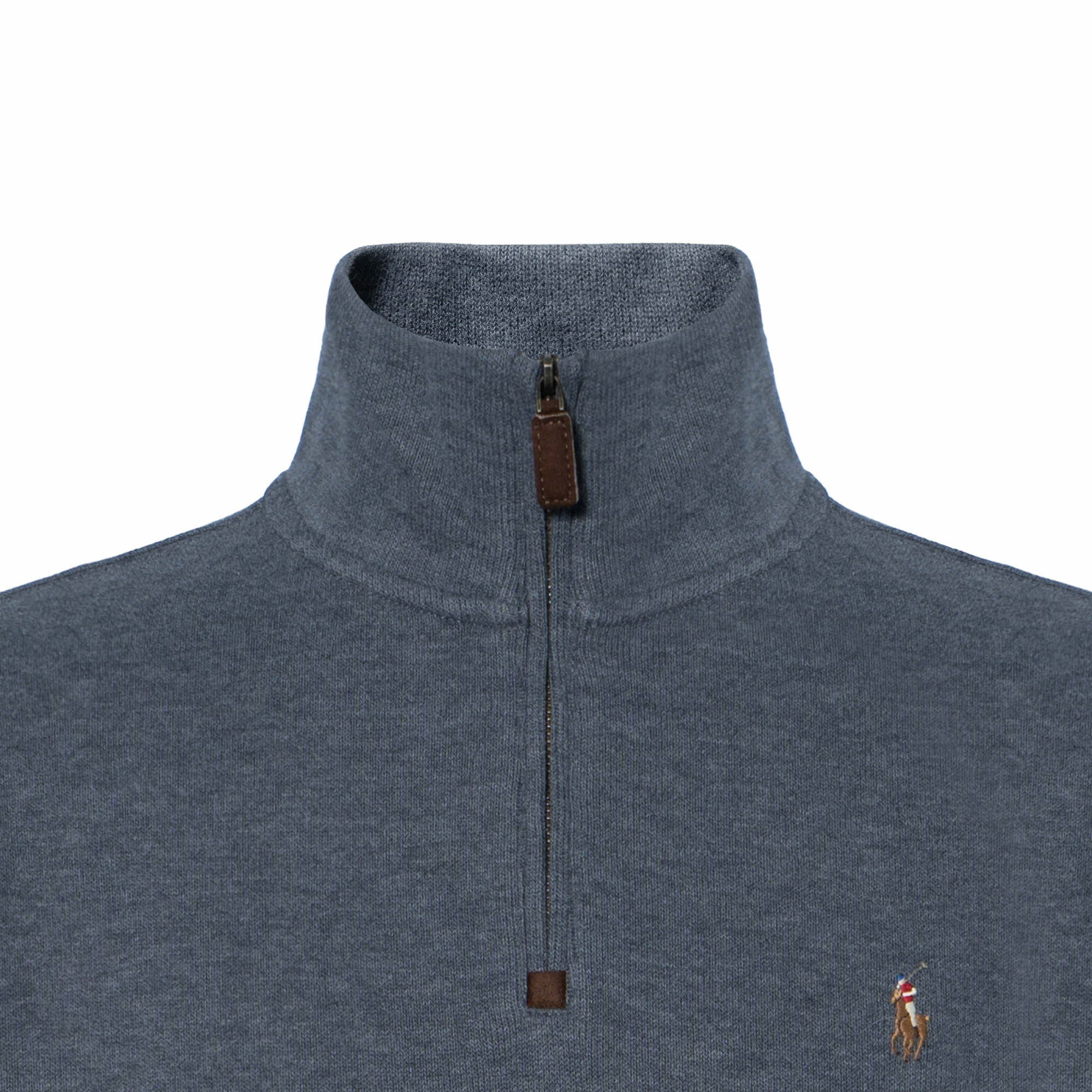 Cheap Polo Ralph Lauren SS23 Baju Sejuk Half-Zip Logo Sulam Kelabu Gelap 710857073021-DARKGREY