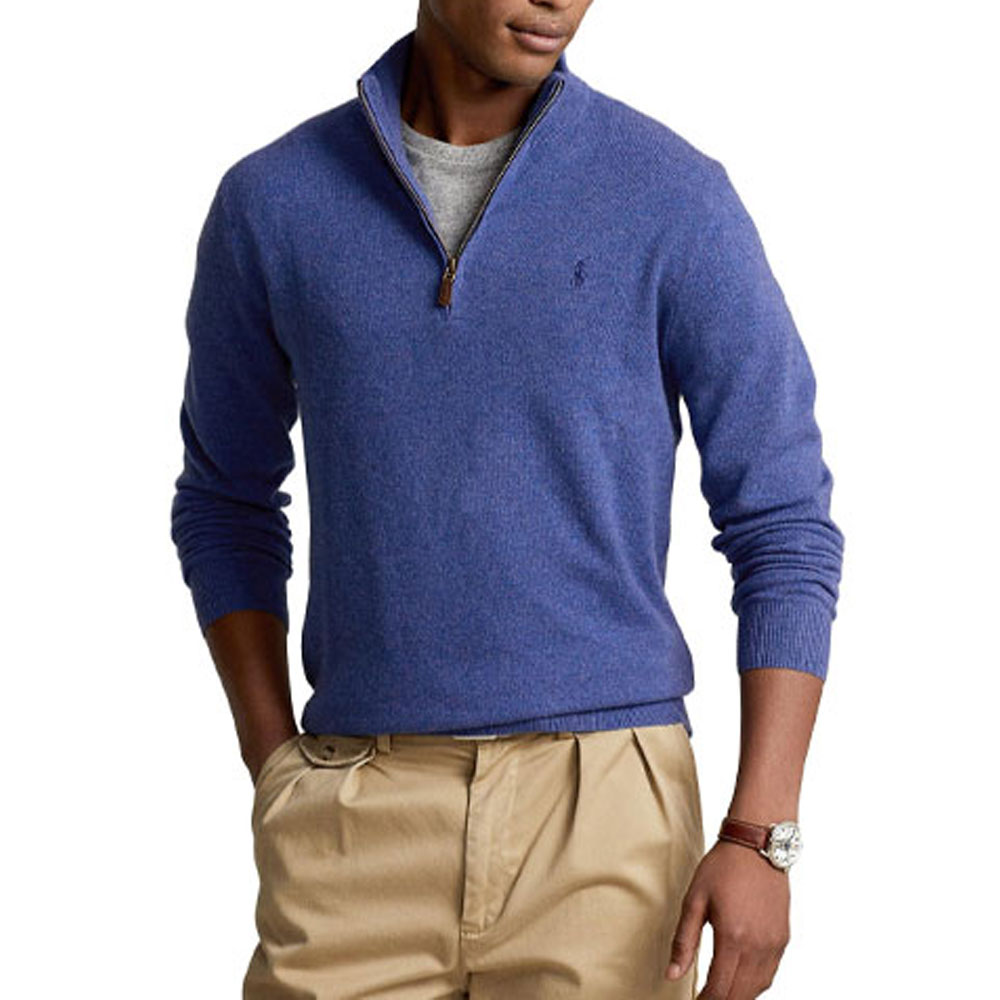 Polo Ralph Lauren SS23 Half-Zip Pullover Sweater Embroidered Logo Blue Men. 710777743-012
