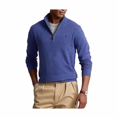 Polo Ralph Lauren SS23 Half-Zip Pullover Sweater Embroidered Logo Blue Men. 710777743-012