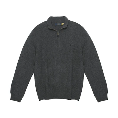 Polo Ralph Lauren SS23 Half-Zip Sweater Grey with Logo Embroidery for Men. 710777743-008