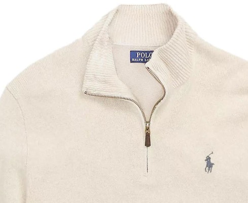 폴로 랄프 로렌 SS23 로고 자수 남성용 하프집 스웨터 화이트. 710777743-003 Purchase 폴로 랄프 로렌 SS23 로고 자수 남성용 하프집 스웨터 화이트. 710777743-003