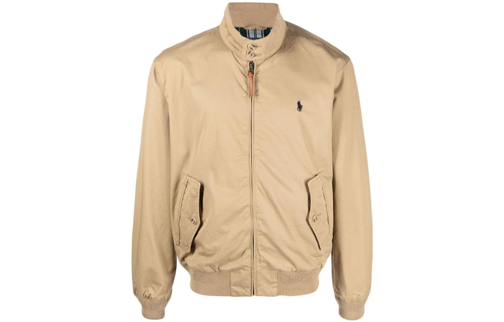 Polo Ralph Lauren SS23 Khaki Embroidered Logo Zip-Up Harrington Jacket 710911790-002