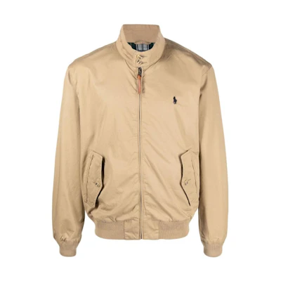 Polo Ralph Lauren SS23 Khaki Embroidered Logo Zip-Up Harrington Jacket 710911790-002