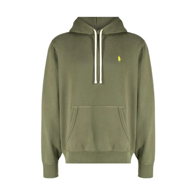 Polo Ralph Lauren SS23 Logo Embroidered Drawstring Hoodie Olive Green Men. 710766778-069