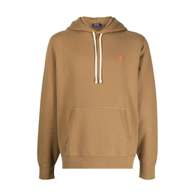 Polo Ralph Lauren SS23 Logo Embroidered Drawstring Hoodie Brown Menswear. 710766778-070